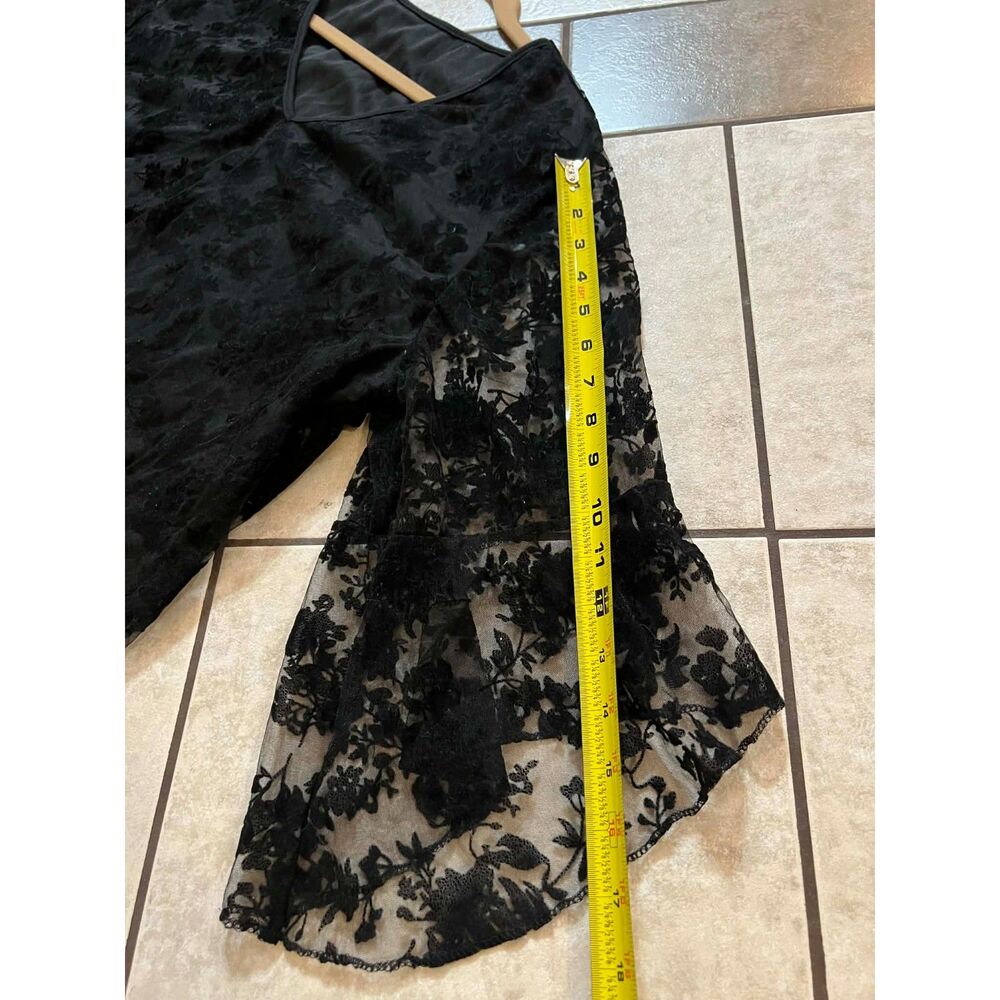 3XL Black Floral Sheer Lined Blouse Bell Sleeve Whimsigoth Witchy Unbranded Boho - Picture 8 of 8